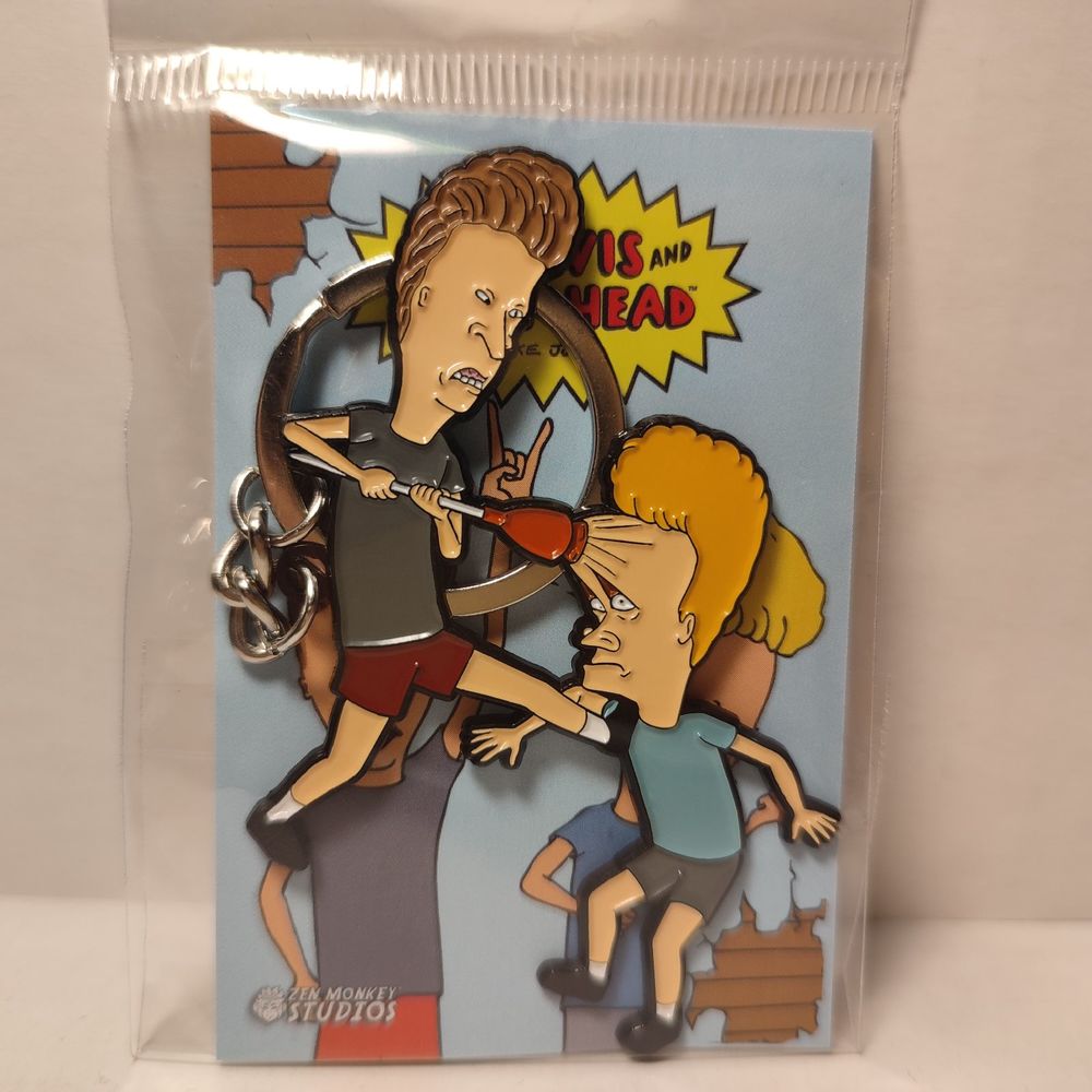 Beavis and Butthead Plunger Harassment Keychain Official Metal Keyring